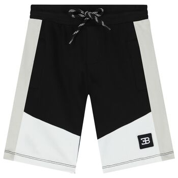Younger Boys Black & White Logo Shorts