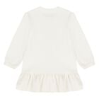 Younger Girls Ivory Teddy Bear Logo Dress , 1, hi-res
