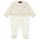 Baby Girls Ivory Logo Babygrow, 1, hi-res