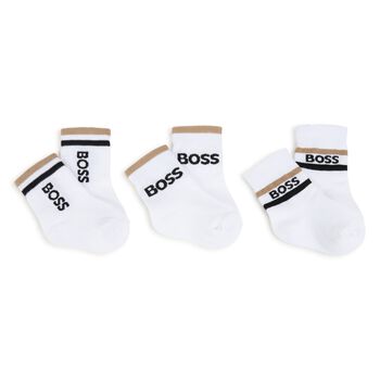 Baby Boys White Logo Socks ( 3-Pack )