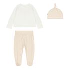 White & Beige 2 Piece Babygrow Set, 3, hi-res