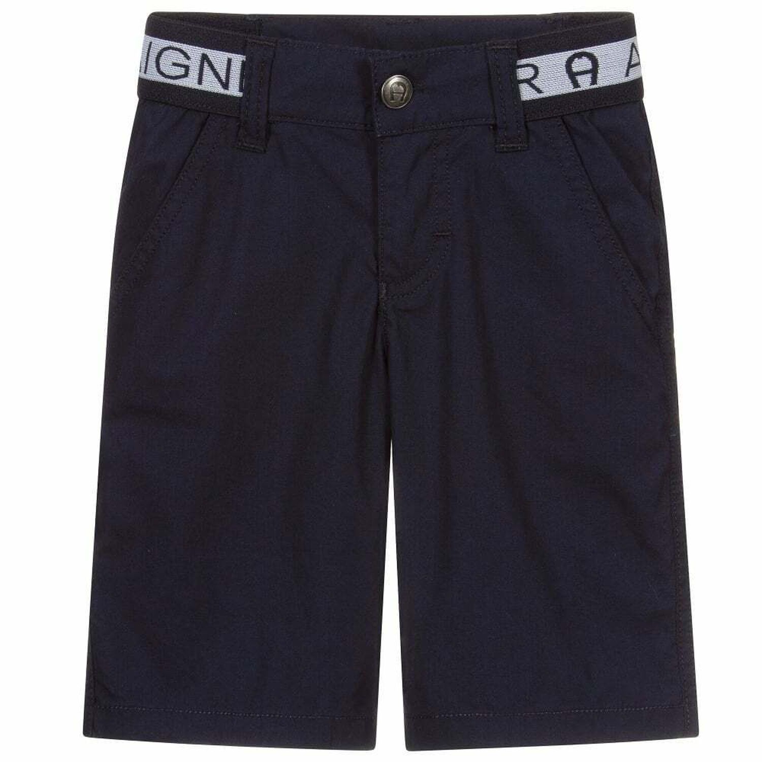 Boys Navy Blue Logo Shorts, 1, hi-res