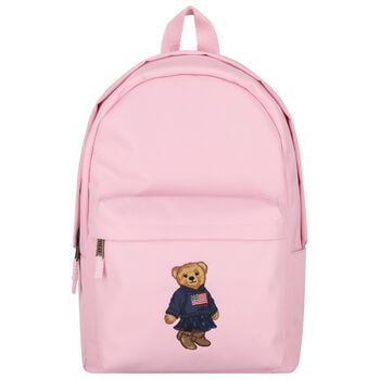 Girls Pink Canvas Polo Bear Backpack ( 44cm )
