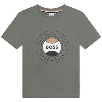 Boys Khaki Green Logo Mini-Me T-Shirt