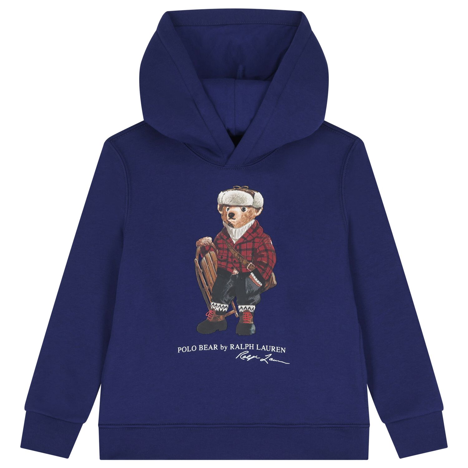 Boys Blue Polo Bear Logo Hooded Top, 1, hi-res image number null