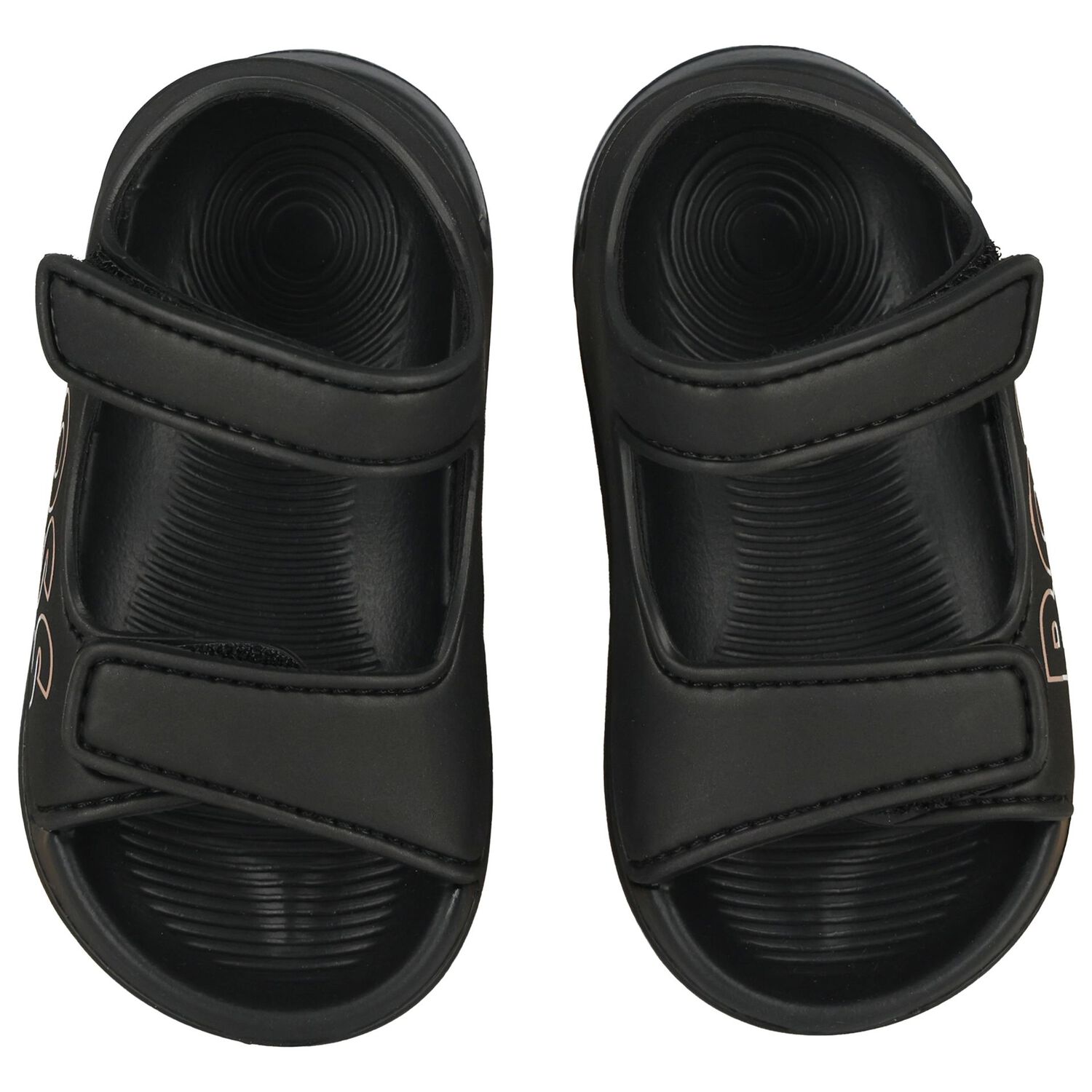 Boys Black Logo Sandals, 1, hi-res