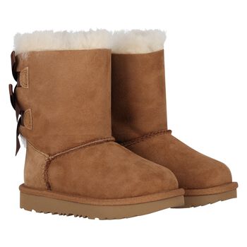 Younger Girls Beige Bailey Bow II Suede Boots