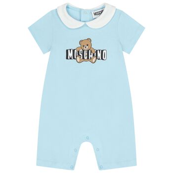 Blue Teddy Bear Logo Baby Romper