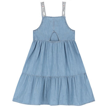 Girls Blue Logo Denim Dress