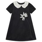 Girls Black & Ivory Floral Dress, 1, hi-res