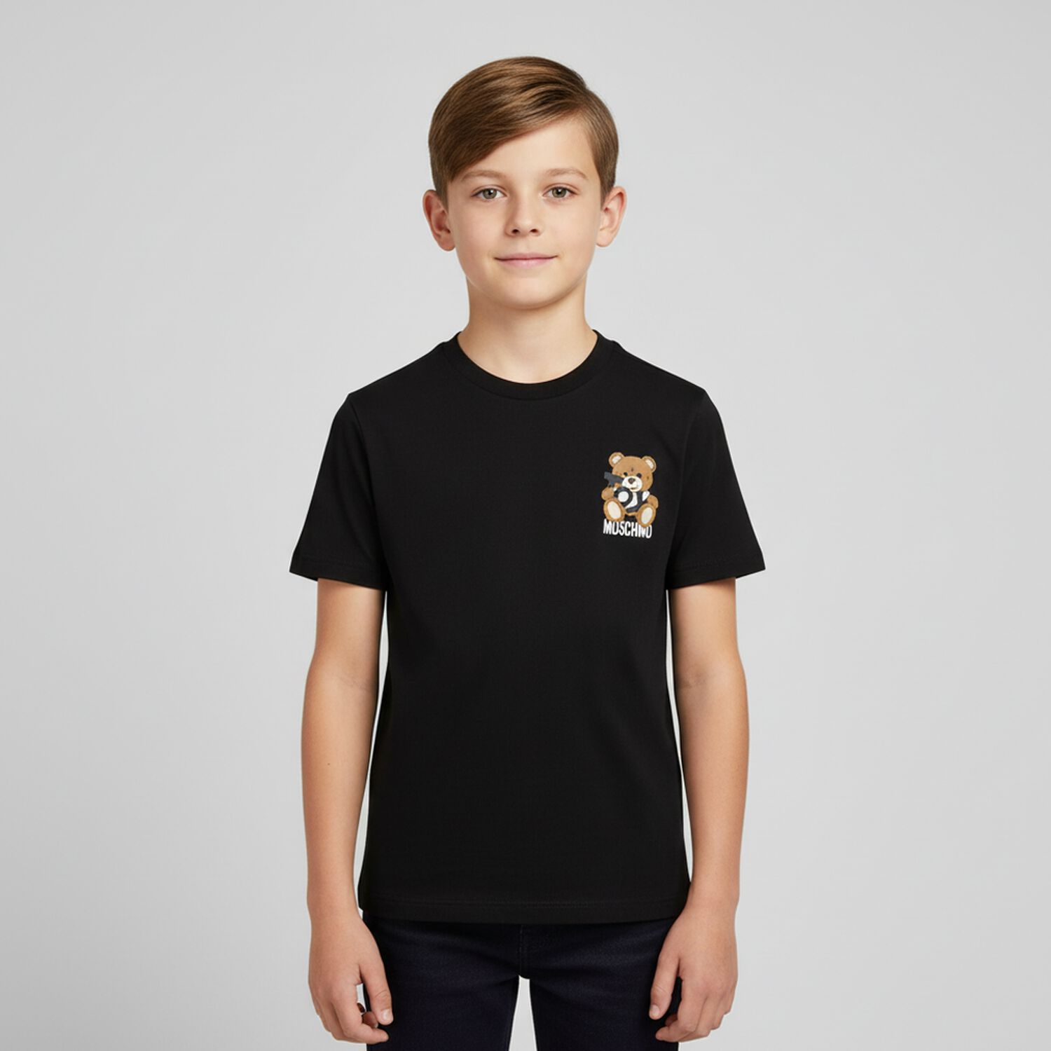 تي شيرت بشعار تيدي بير باللون الأسود, 3, hi-res