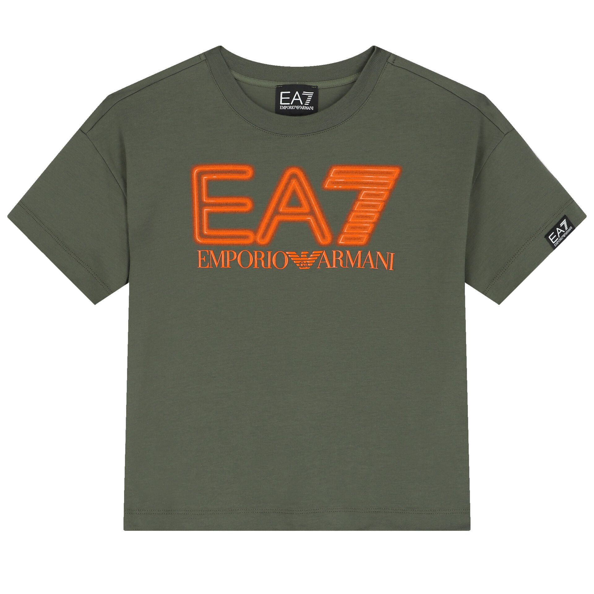 EA7 Emporio Armani Boys Green Logo T Shirt Junior Couture