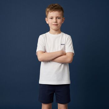 Boys White & Navy Blue T-Shirts (2 Pack)