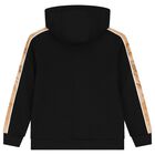 Boys Black Logo Hooded Top, 1, hi-res