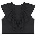 Girls Black Ruffled Shorts Set, 2, hi-res