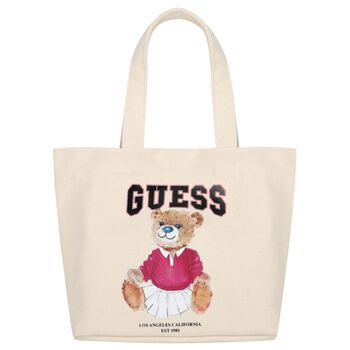 Girls Ivory Teddy Bear Logo Tote Bag