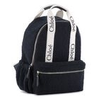 Girls Navy Blue Sherpa Fleece Backpack, 1, hi-res