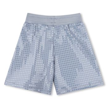 Girls Blue Logo Sequin Shorts
