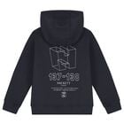 Boys Navy Blue Logo Hooded Top, 1, hi-res