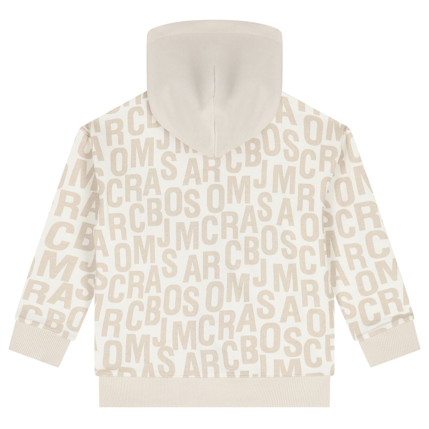 Boys White & Beige Logo Hooded Zip Up Top, 1, hi-res