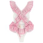Girls White & Pink Ballerinas Swimsuit, 1, hi-res