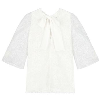 Girls White Embellished Tulle Dress