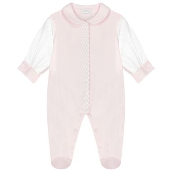 Baby Girls Pink Lace Babygrow