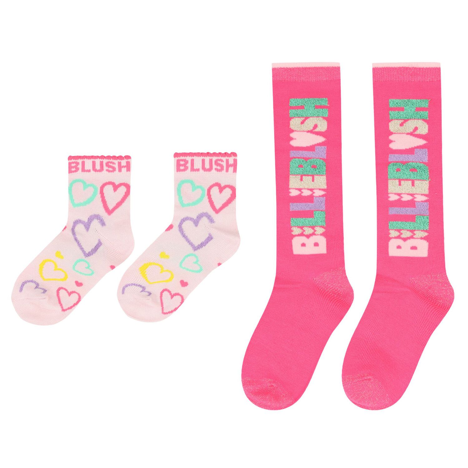 Girls Pink Logo Socks ( 2-Pack ), 1, hi-res image number null