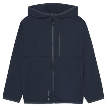Boys Navy Blue Hooded Zip Up Top