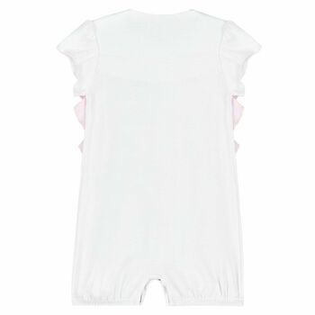 Baby Girls White Printed Romper