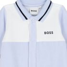 Baby Boys Blue & White Logo Babygrow, 2, hi-res