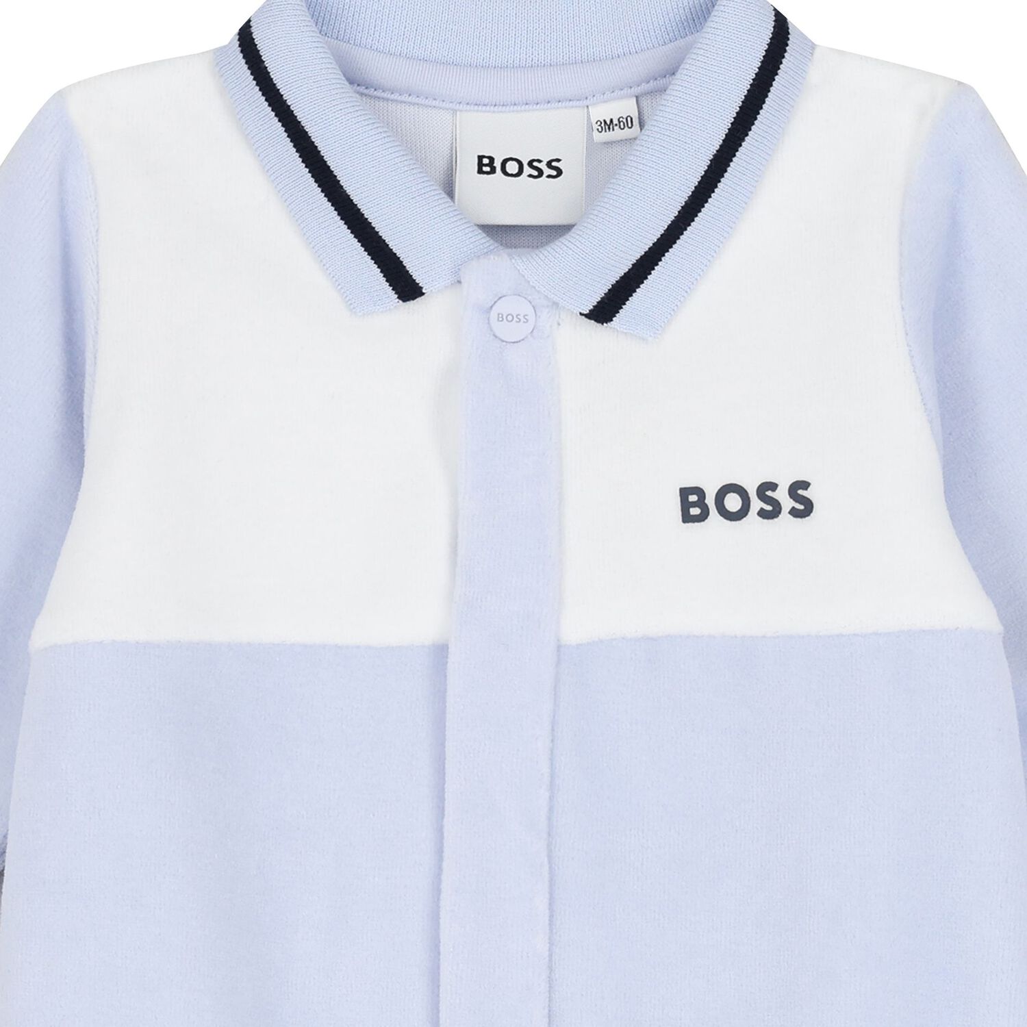 Baby Boys Blue & White Logo Babygrow, 2, hi-res