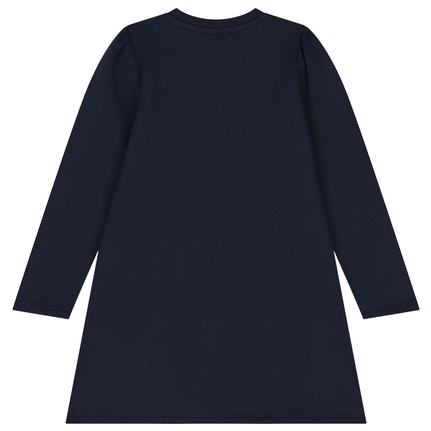 Girls Navy Blue Embellished Logo Dress, 2, hi-res