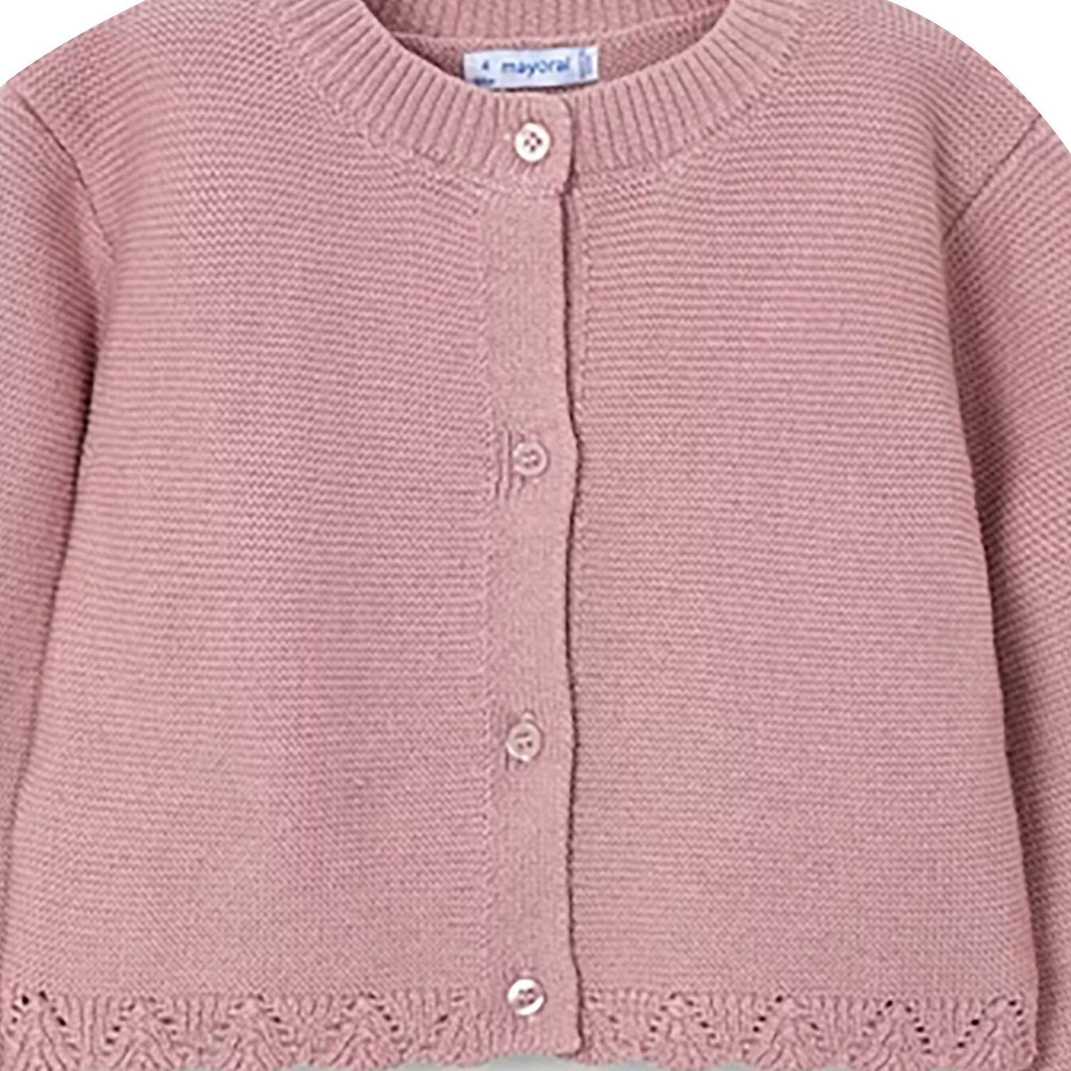 Girls Pink Knitted Cardigan, 2, hi-res