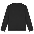 Boys Black Logo Long Sleeve Top, 2, hi-res