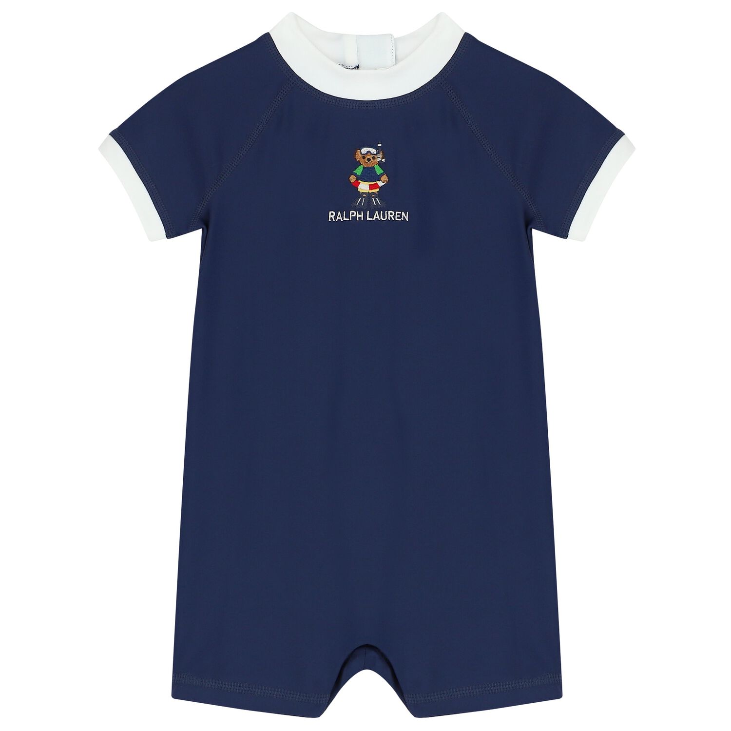 Baby Boys Navy Blue Polo Bear Sun Suit, 1, hi-res