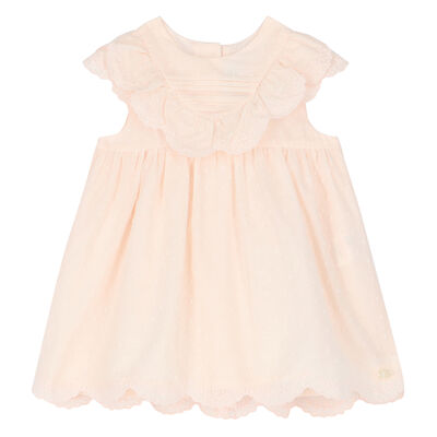 Younger Girls Pink Embroidered Dress