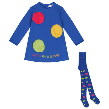 Girls Blue Logo Dress Set