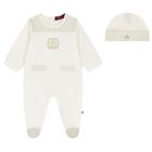 Ivory & Gold Logo Babygrow Gift Set, 1, hi-res