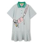 Girls Grey & Green Striped Disney Polo Dress, 1, hi-res