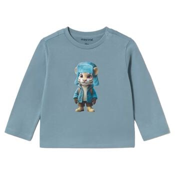 Younger Boys Blue Tiger Long Sleeve Top