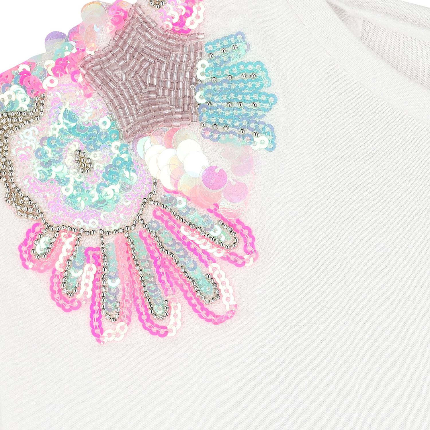 Girls White Sequin T-Shirt, 1, hi-res image number null