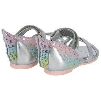 Younger Girls Silver Butterfly Sandals