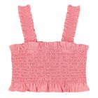 Girls Pink Shirred Top, 1, hi-res