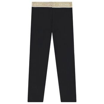 Girls Black & Gold Logo Leggings