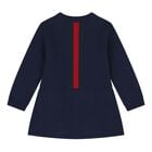 Baby Girls Navy Blue Web Striped Knit Dress, 1, hi-res