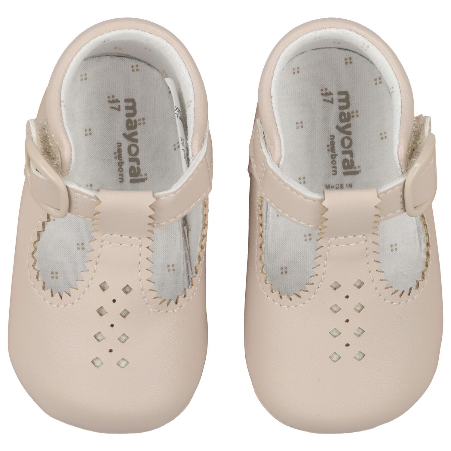 Beige Leather Pre Walker Shoes, 3, hi-res