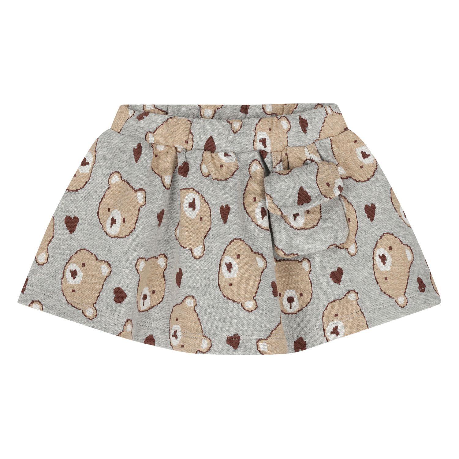 Younger Girls Grey Jacquard Teddy Bear Skirt, 1, hi-res