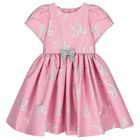 Girls Pink & Silver Bow Dress, 1, hi-res