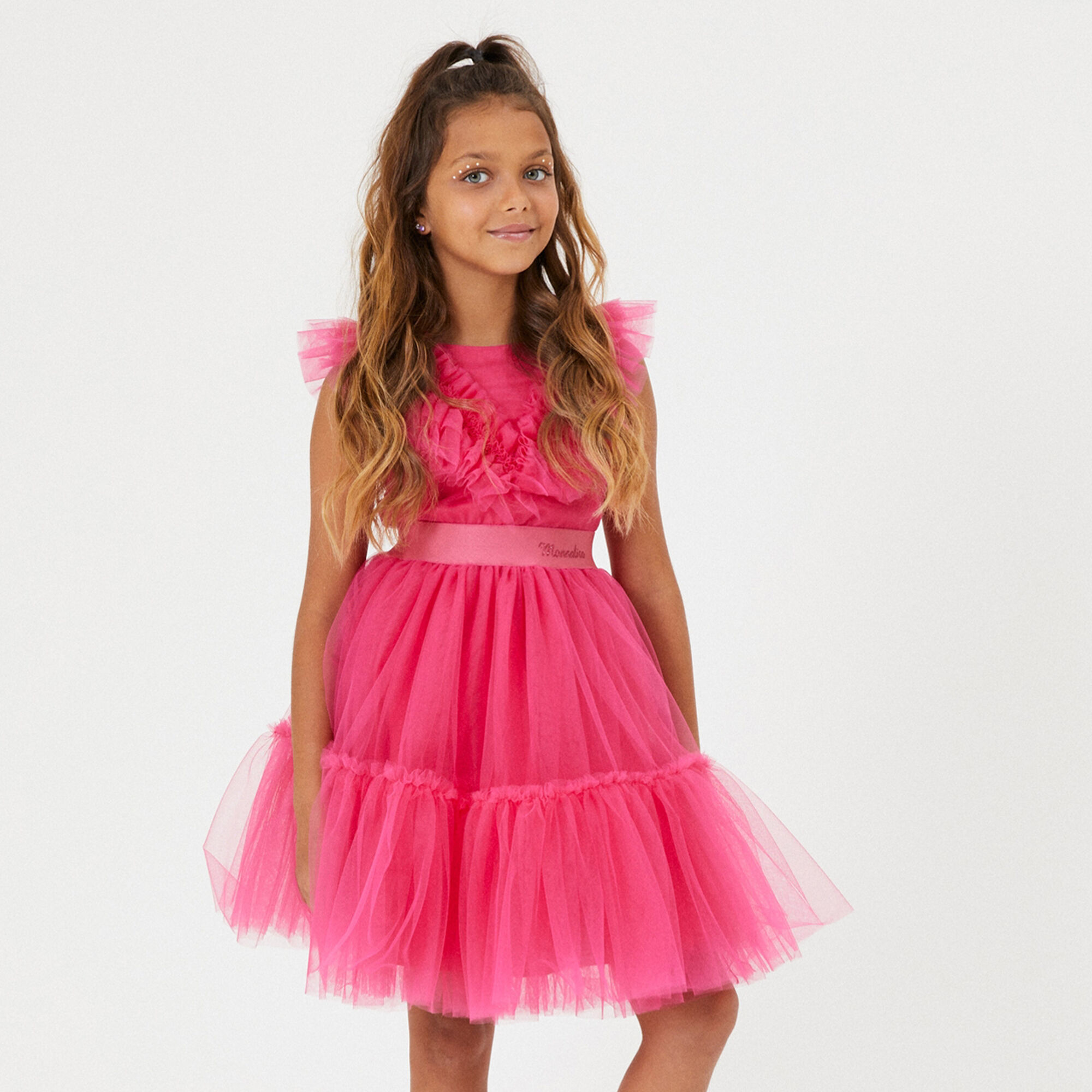 Girls pink ruffle dress hotsell